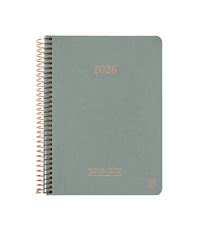 Produktbild 1 för Kalender A5 2026 Vecka Per Uppslag Aloe Vera KOZO