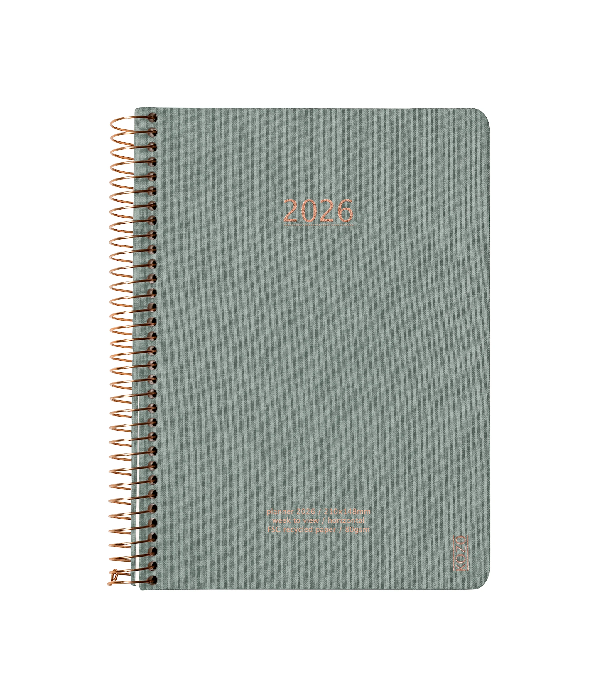 Produktbilde for KOZO Kalender 2026 A5 Uke per opslag Aloe Vera