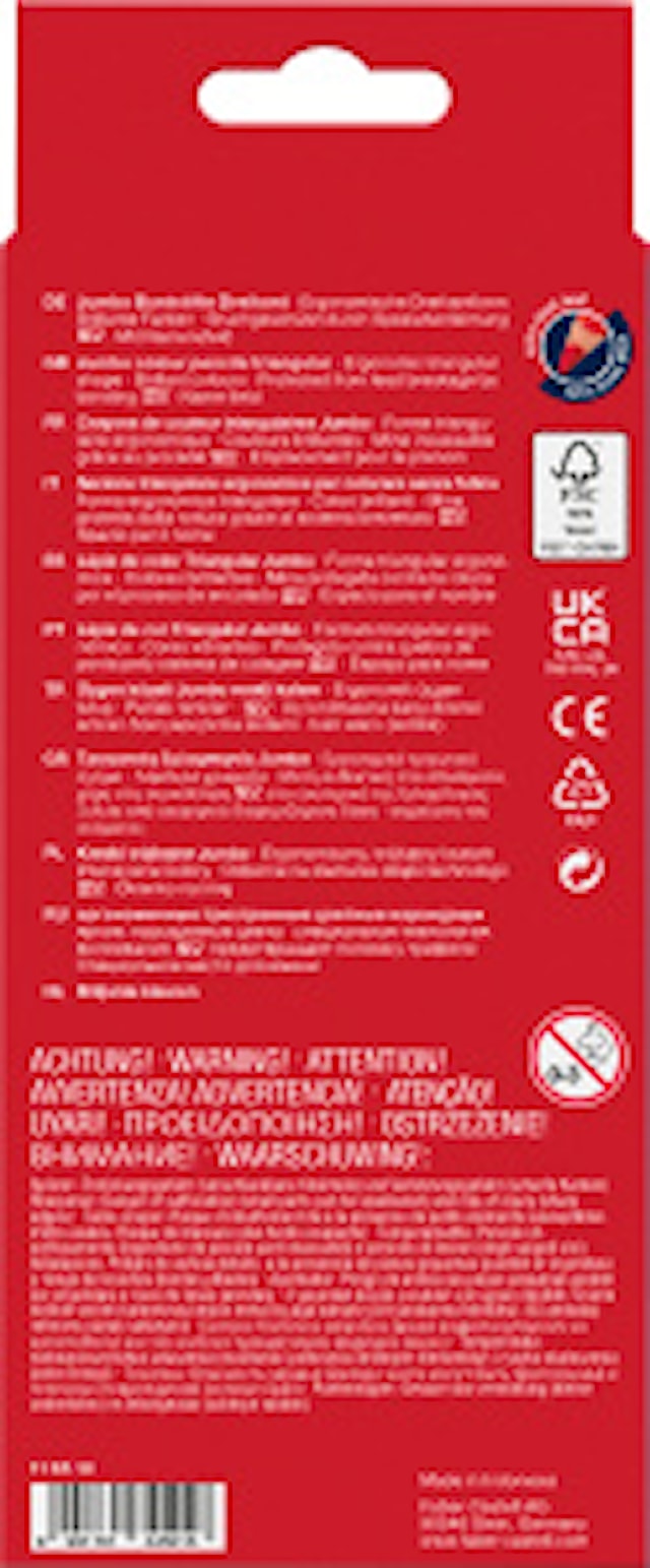 Produktbilde 3 for Fargeblyanter Trekantet Jumbo 10 stk. Etui + Spisser Faber-Castell