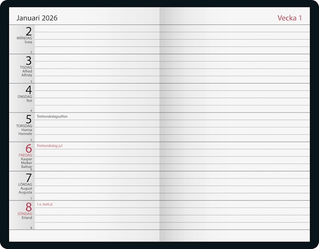Produktbild 2 för Kalender Agenda 2026 Röd Almanacksförlaget