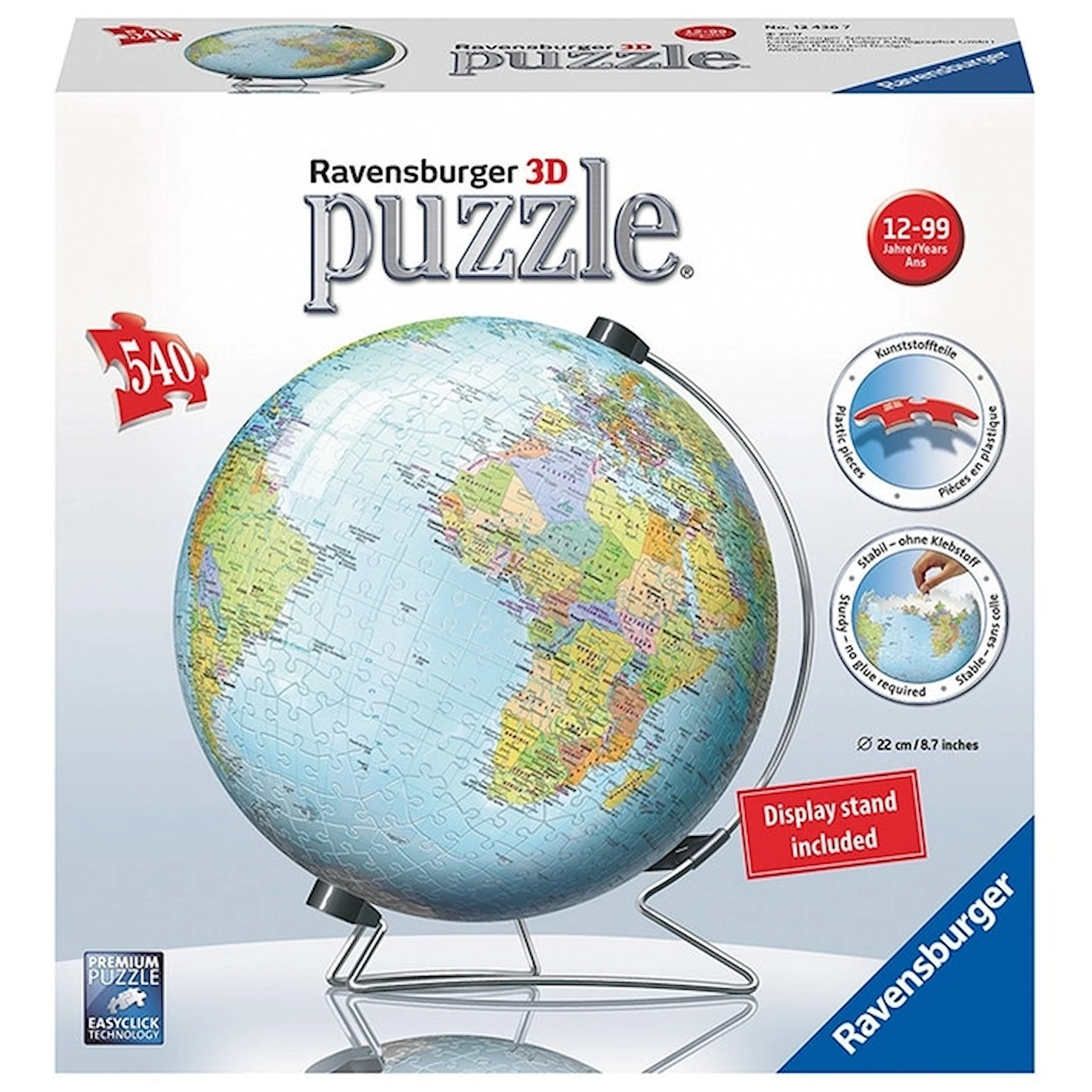 Produktbilde for World Globe, 3D Puslespill, 540 brikker, Ravensburger
