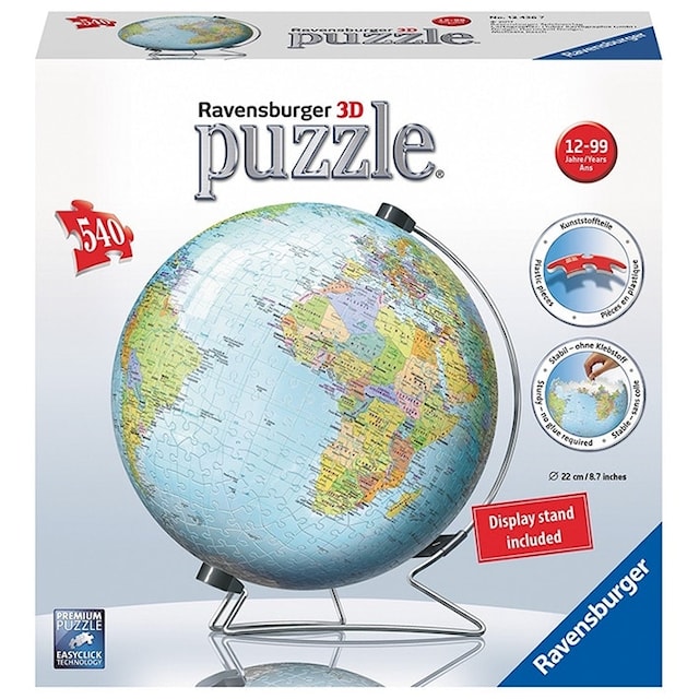 Produktbild 1 för World Globe, 3D Pussel, 540 bitar, Ravensburger