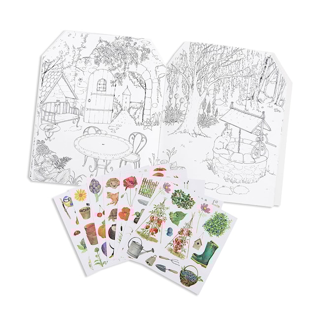 Produktbild 2 för Målarbok med Stickers - Trädgård Moulin Roty