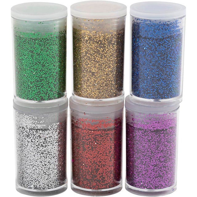 Produktbild 1 för Glitter Mixade färger Biologiskt nedbrytbart 7ml 6-pack
