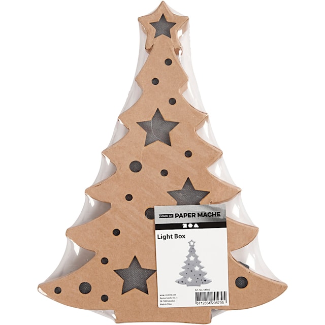 Produktbilde 4 for Pappfigur med innebygd lys, juletre, H: 27 cm, D: 4 cm, B: 21,5 cm, 1 stk.