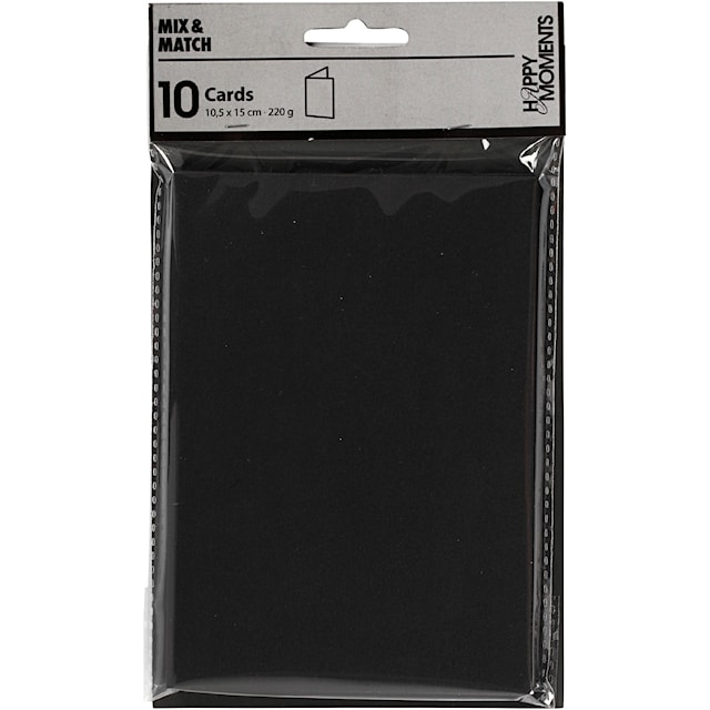 Produktbilde 2 for Kort, kort str. 10,5x15 cm, 220 g, svart, 10 stk./ 1 pk.