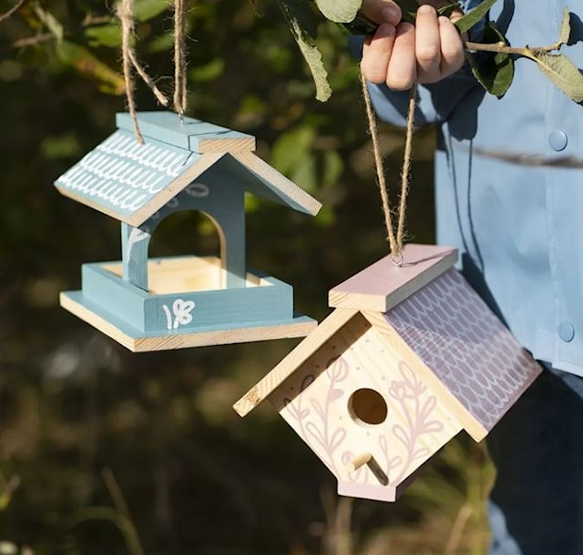 Produktbild 5 för Fågelhus i trä sätt-ihop-själv 13x14,5x16 cm