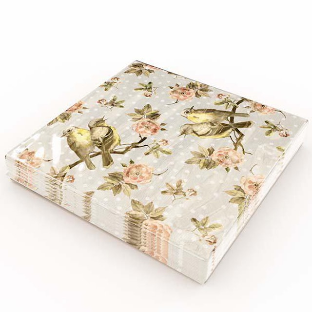 Produktbilde 2 for Matservietter Høstfugler 20-pack Gullers