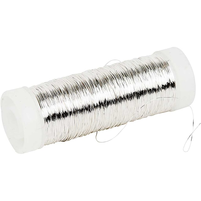 Tuotekuva 1 - Metallilanka, paksuus 0,2 mm, hopeanväriset, 50 g, 110 m/ 1 rll
