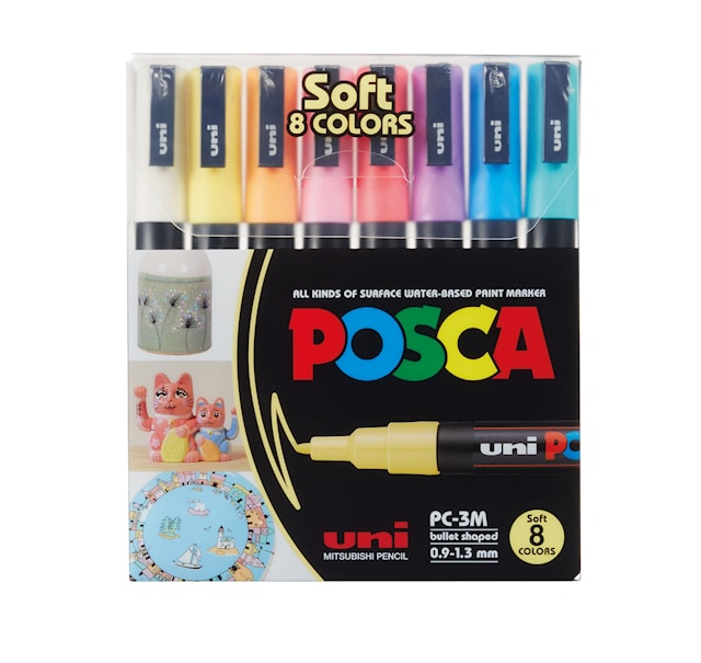 Produktbilde 3 for Posca Marker Set 8 stk Soft Colors PC-3M Spiss 0,9-1,3 mm