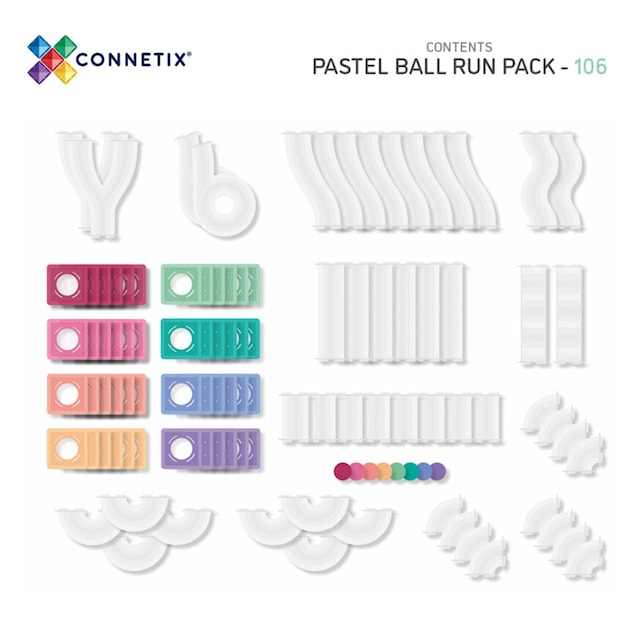 Produktbild 4 för Connetix Pastel Ball Run 106 Delar