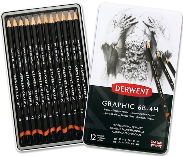 Skisspennor Graphic 12-pack i metalllåda Derwent