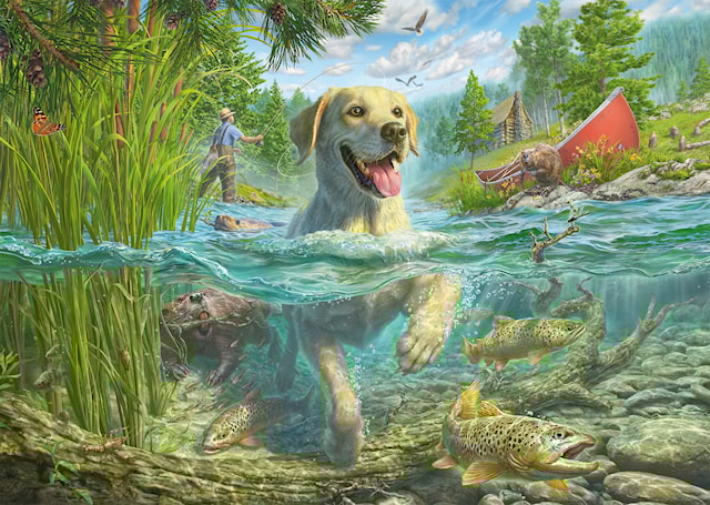 Produktbilde 2 for Puslespill Yellow Labrador goes fishing 1000 brikker, Schmidt