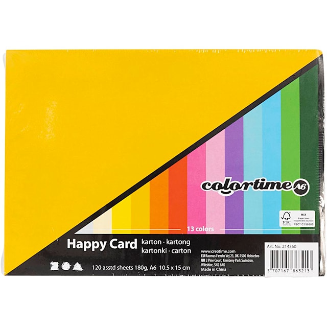 Produktbilde 3 for Vårpapp, A6, ark 105x148 mm, 180 g, ass. farger, 120 ass. ark/ 1 pk.