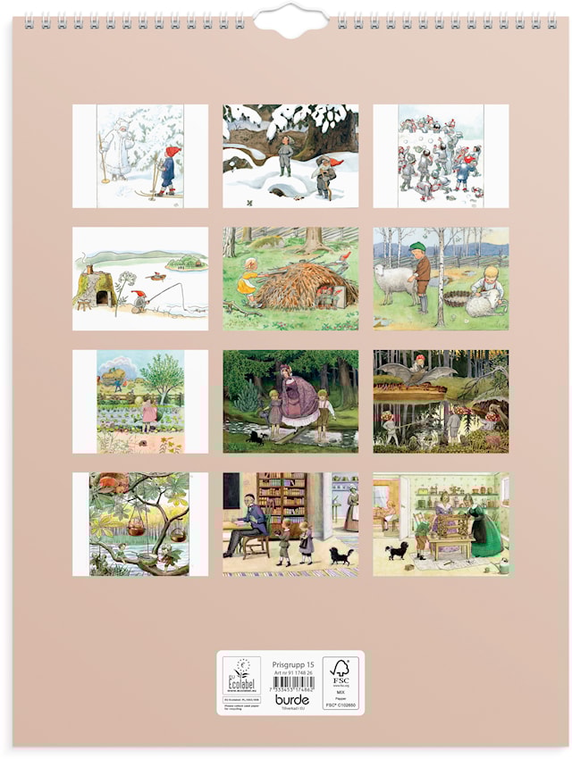 Produktbilde 3 for Väggkalender 2026 Elsa Beskow 295x390 mm Burde