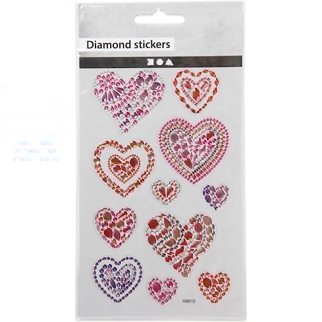 Produktbilde 2 for Diamond stickers, hjerter, ark 10x16 cm, 1 ark