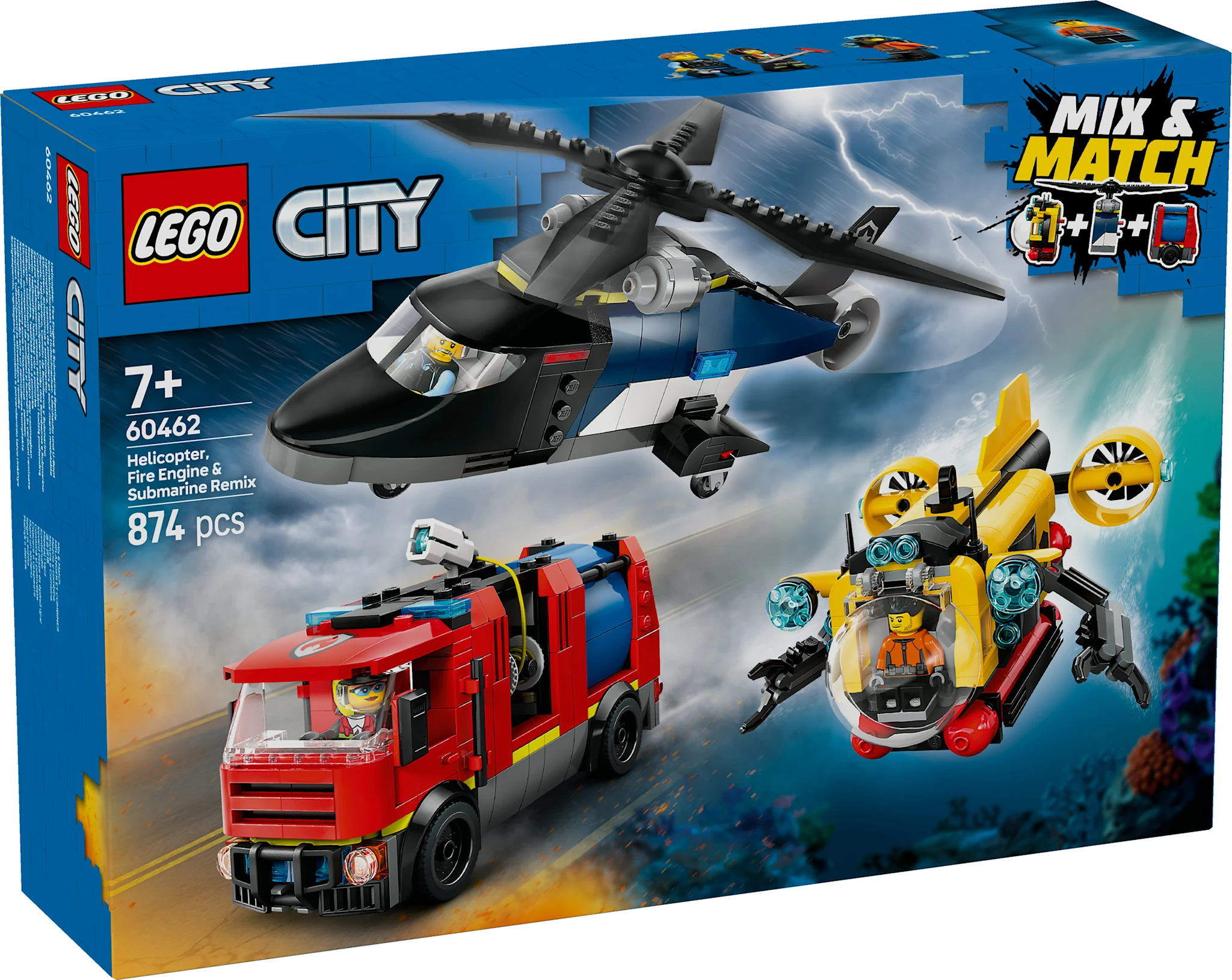 Produktbilde for Pakke med helikopter, brannbil og ubåt LEGO® City (60462)