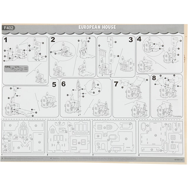 Produktbild 4 för 3D-figur i trä Hus med altan 15,8 x 17,5 x 19,5 cm