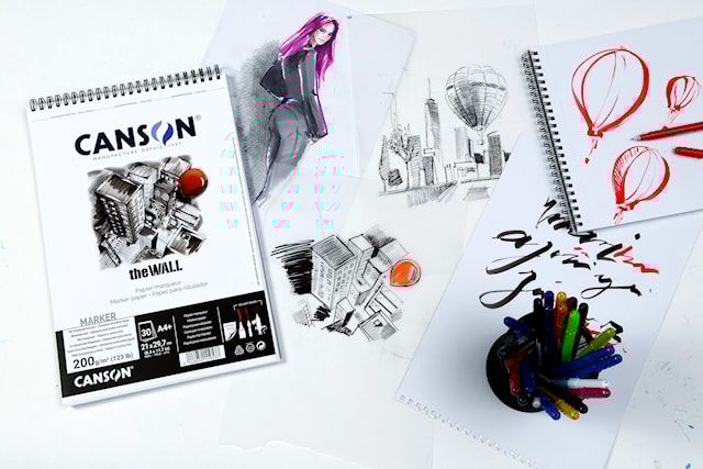 Produktbild 3 för Marker papper A4+ block 30 ark 220g Canson The Wall