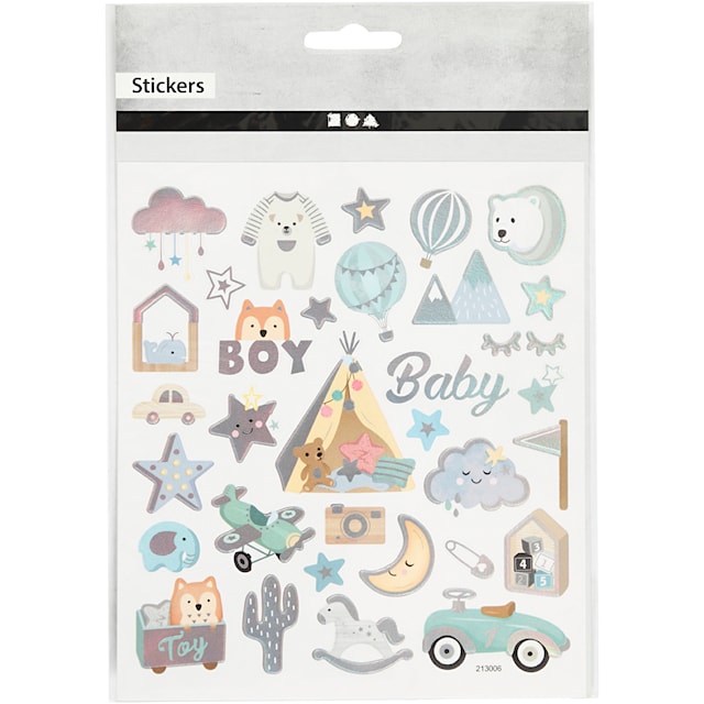 Produktbild 3 för Klistermärken, baby boy, ark 15x16,5 cm, ca. 32 st., 1 ark