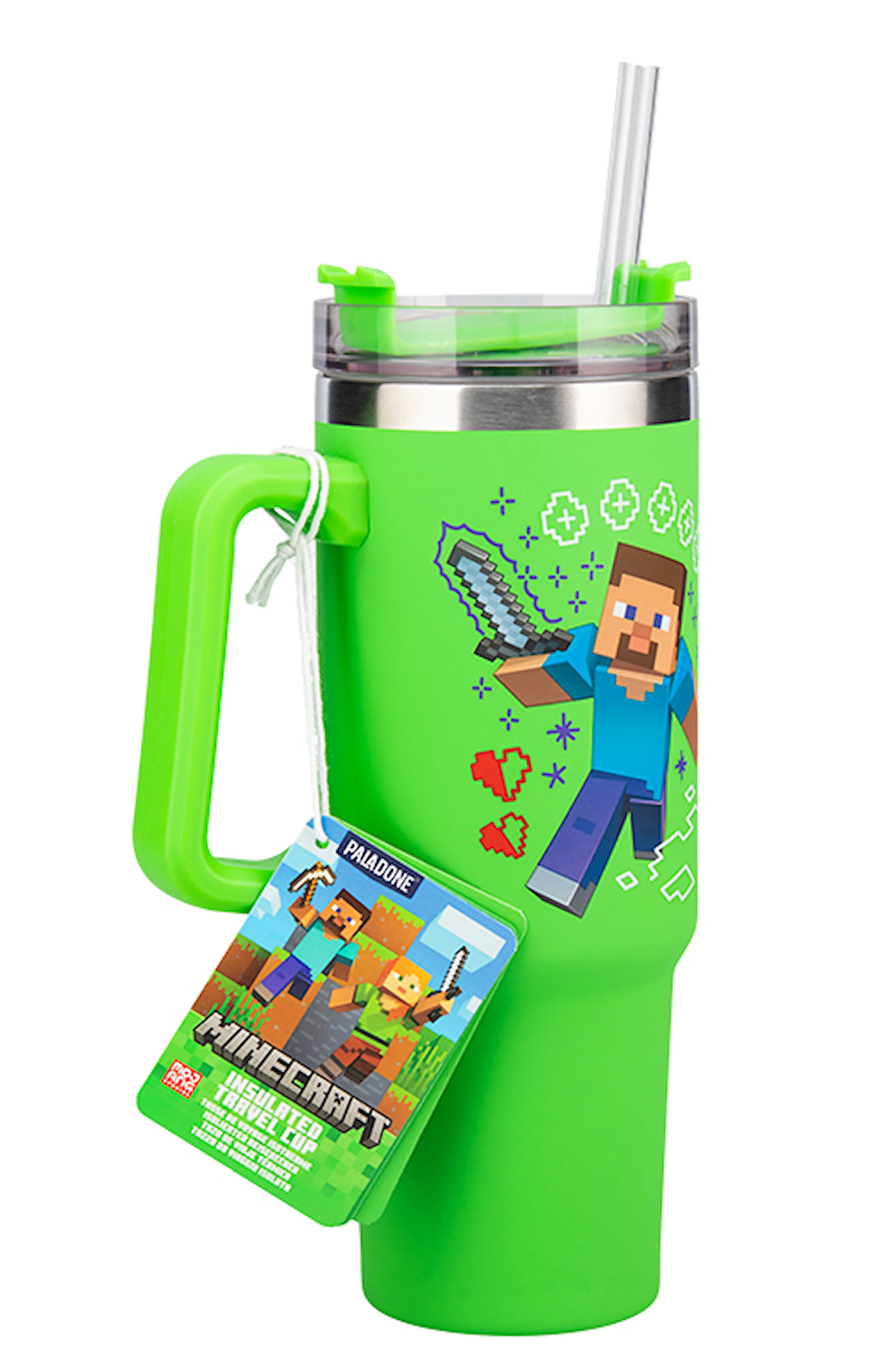 Produktbilde for Minecraft Grønn 900 ml Isolert Kopp med Sugerør, Paladone