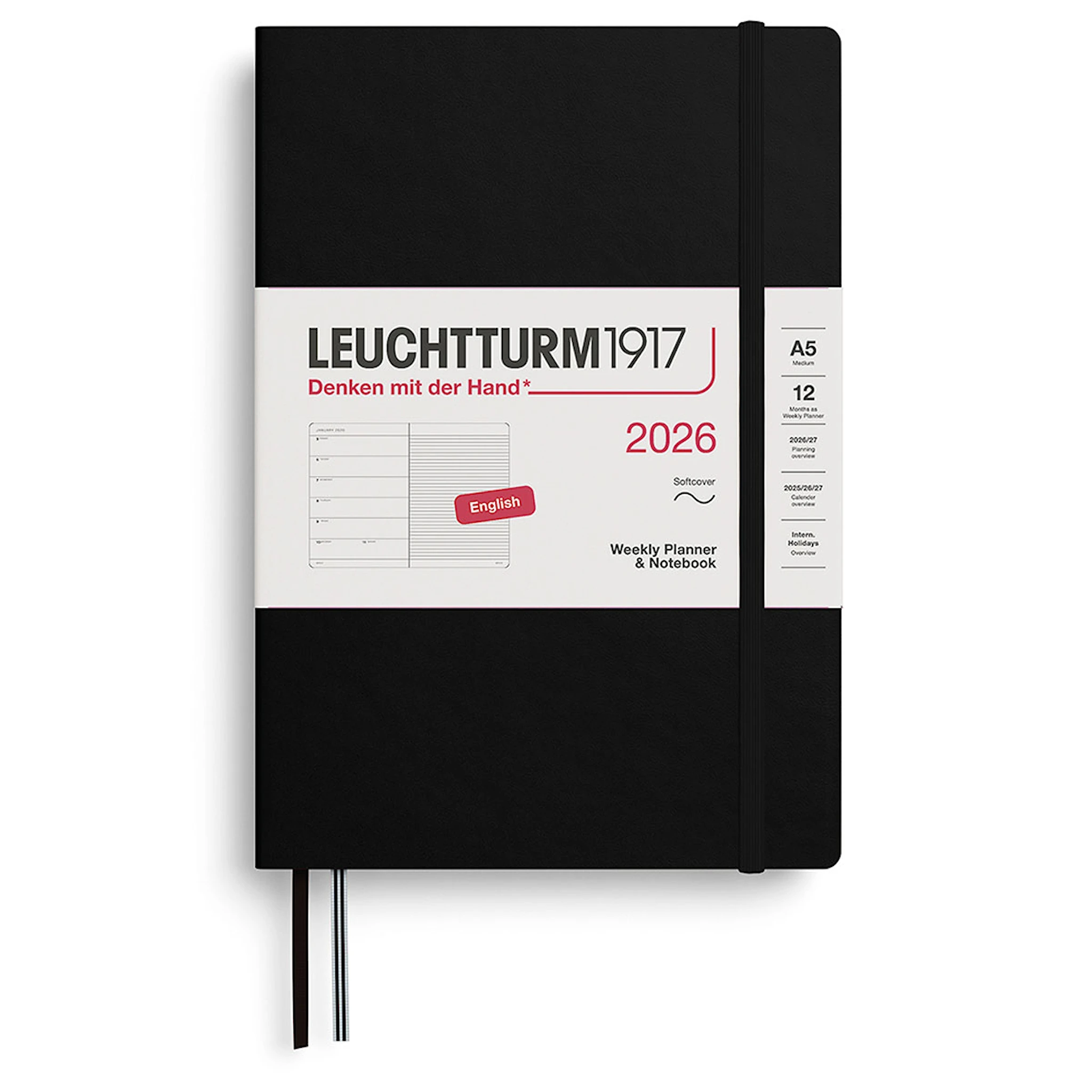 Produktbilde for Weekly Planner & Notebook 2026 A5 Soft Black Leuchtturm1917
