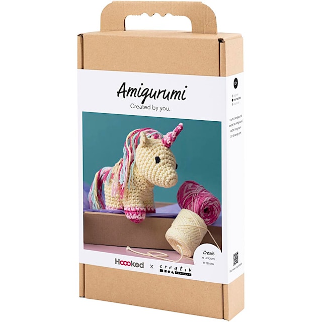 Produktbilde 3 for DIY Kit Amigurumi, Enhjørning, regnbuefarger, 1 pk.