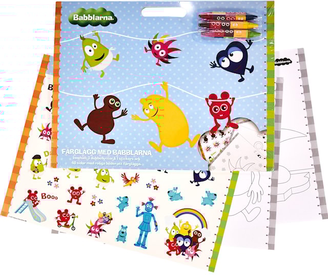 Babblarna A3 Malebok med klistremerker og fargestifter