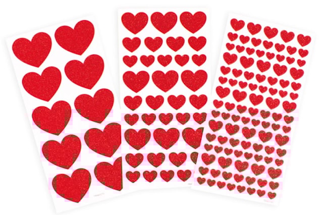 Klistermärken Hjärtan glittriga 9-45mm 146st Playbox