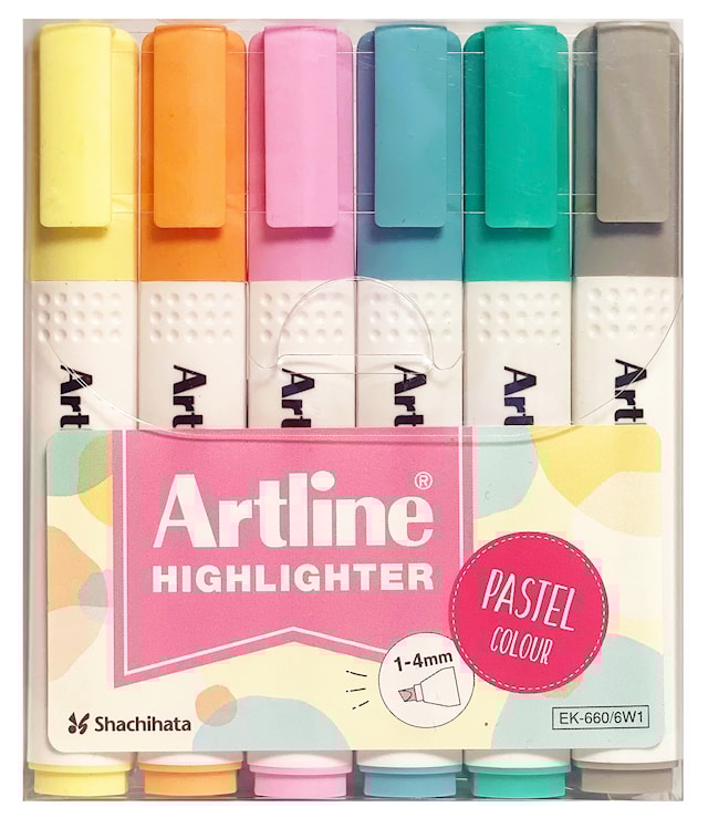 Överstrykningspenna Artline 660 Pastel 6-pack