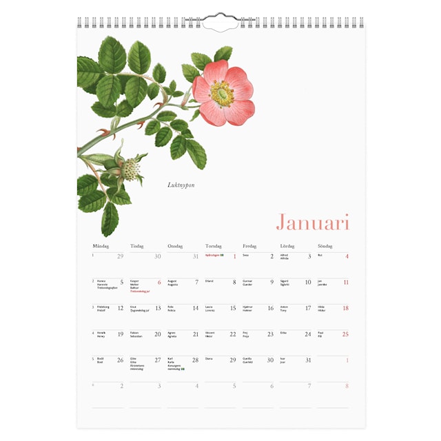 Produktbild 2 för Väggkalender Blomster A4 2026