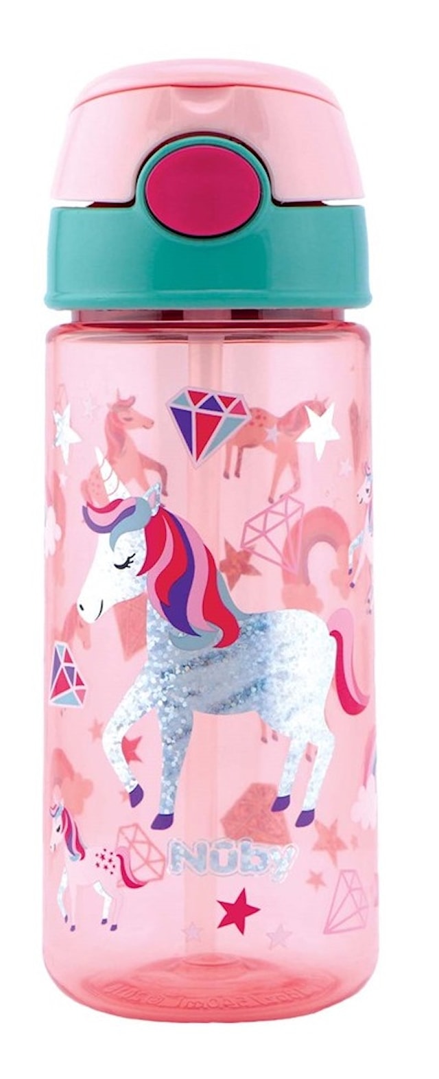 Soft Straw Vattenflaska med Glitter Unicorn Nûby