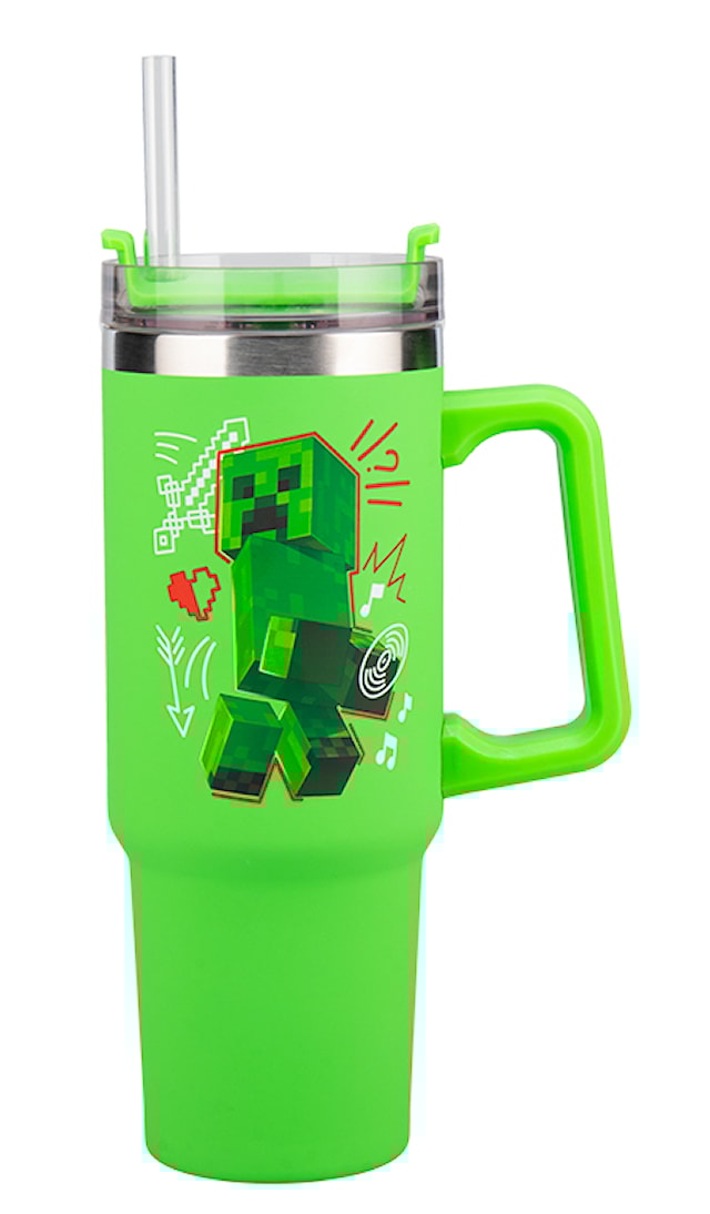 Produktbild 2 för Minecraft Grön 900 ml Isolerad Mugg med Sugrör, Paladone
