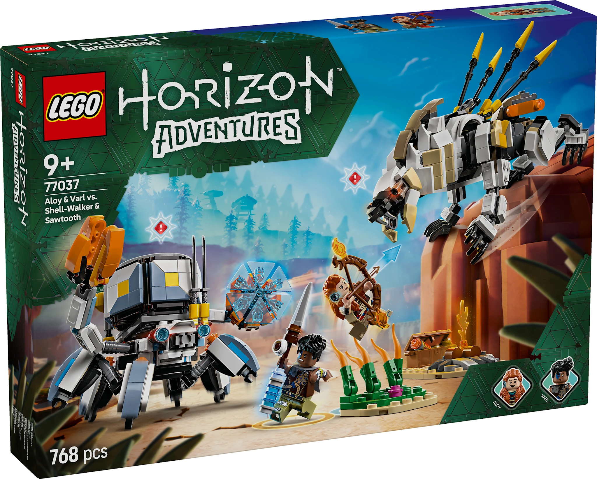 Tuotekuva ille Aloy ja Varl vastaan Kilpikipittäjä ja Sahahammas LEGO® Horizon (77037)