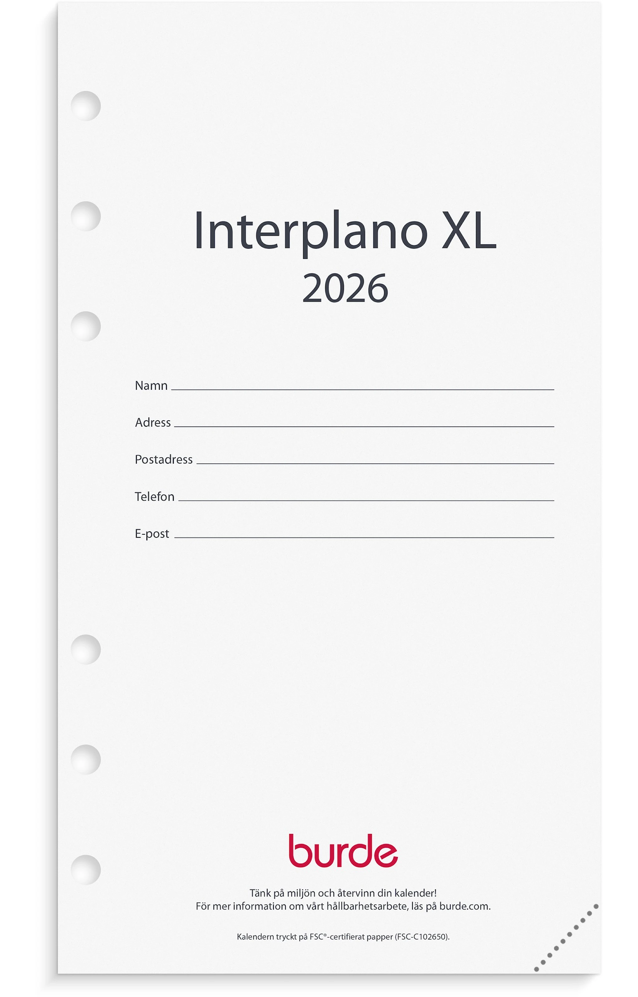Tuotekuva ille Kalender 2026 Regent Kalendersats Interplano XL 95x170 mm Burde