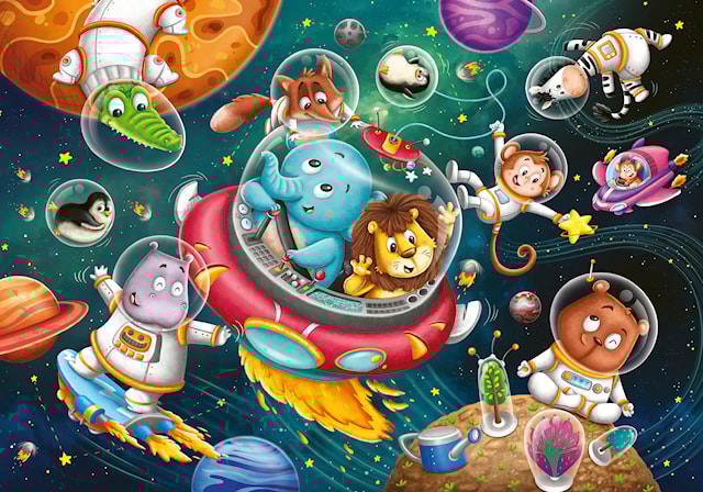 Produktbild 2 för Pussel Animals In Space 2x12 bitar, Ravensburger