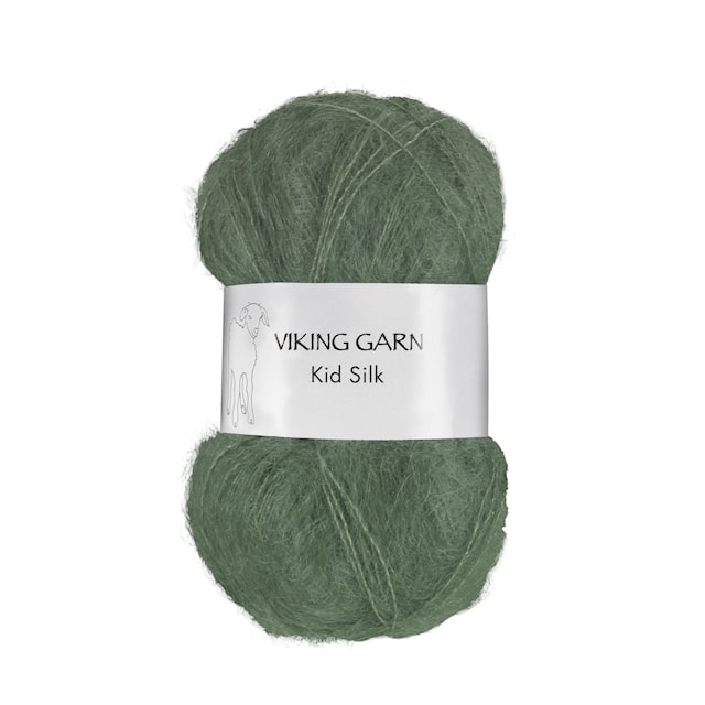 Kid/Silk Garn 25 g Mørk grønn 334 Viking Garn
