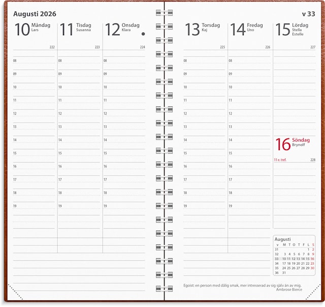 Produktbilde 2 for Kalender 2026 Interplano Konstläder Cognac Burde