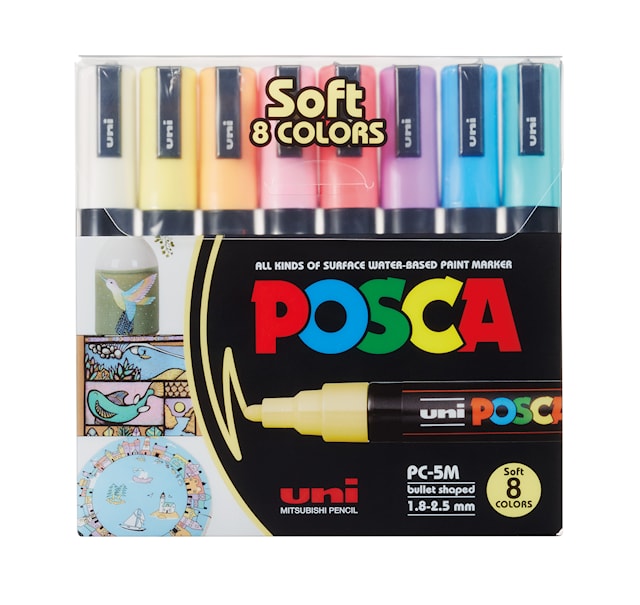 Posca Marker Set 8-p Soft Colors PC-5M Spets 1,8-2,5 mm