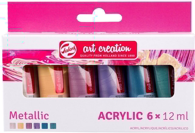 Produktbild 1 för Akrylfärger Metallic 12 ml 6-pack Talens Art Creation