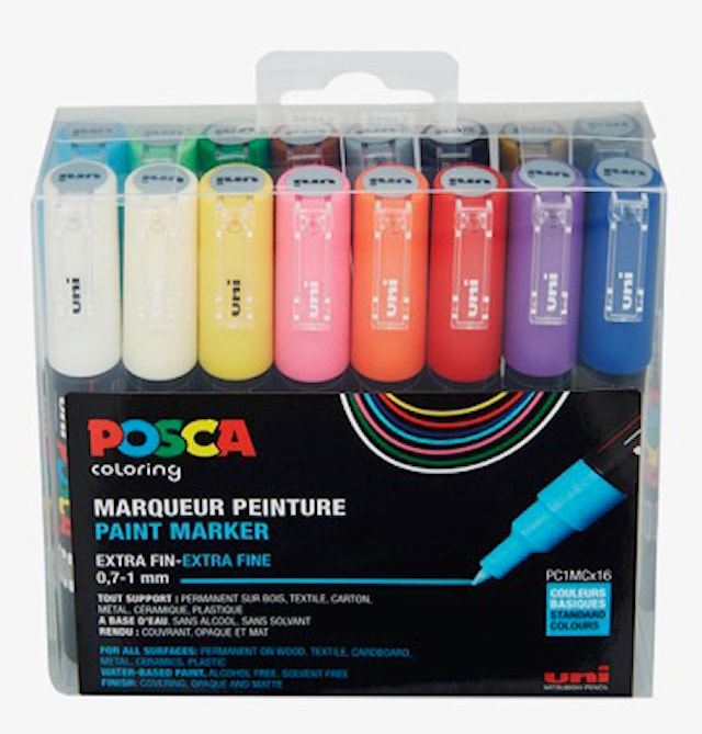 Posca Marker Set 16-p Mixade Färger PC-1M Spets 0,7-1mm mm