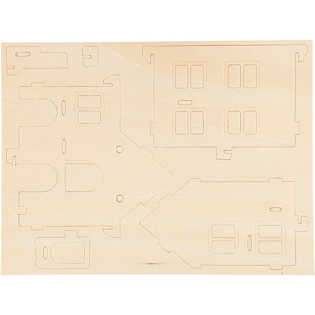 Produktbild 4 för 3D-figur i trä Hus med veranda 22,5 x 16 x 17,5 cm