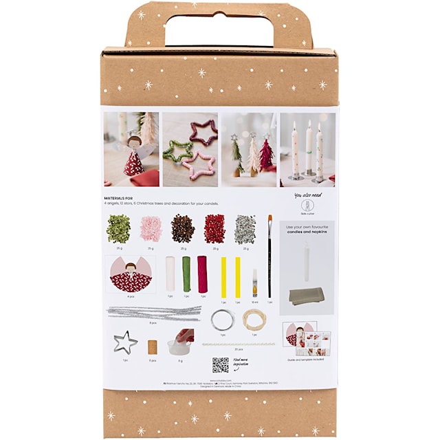 Produktbilde 5 for DIY Kit Borddekorasjoner, Engler, juletrær, stjerner, ass. farger, 1 pk.