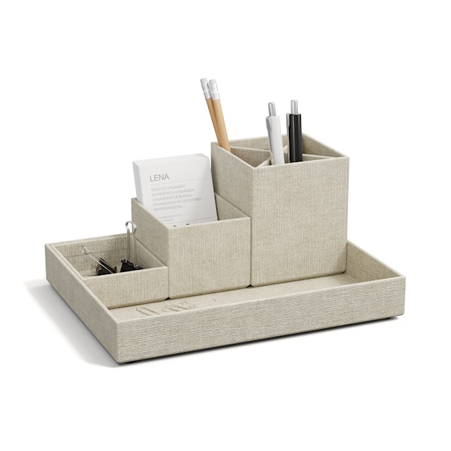 Produktbilde 4 for Skrivebordsoppbevaring 4 deler Linen Bigso Box of Sweden