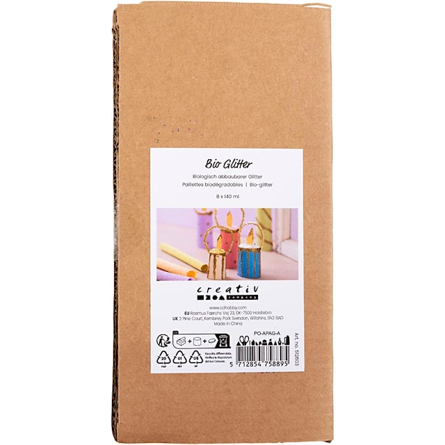Produktbild 2 för Bio-glitter Mixade färger 8x140 ml