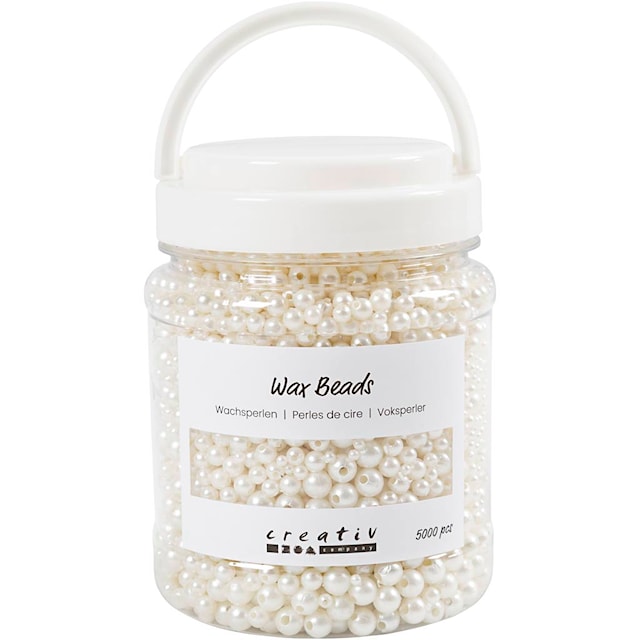 Produktbilde 2 for Voksperler, dia. 3-8 mm, hullstr. 1,3-2,5 mm, ca. 5000, hvit perlemor, 430 g, 700 ml/ 1 boks