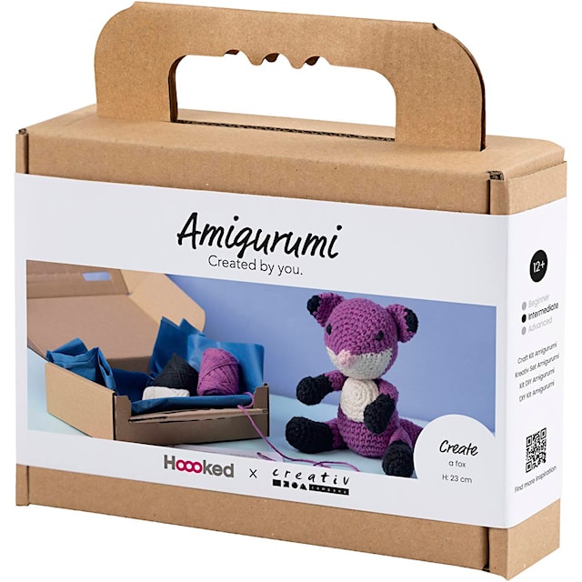 Produktbild 3 för DIY Kit Amigurumi Räv svart & plommon 1 förp