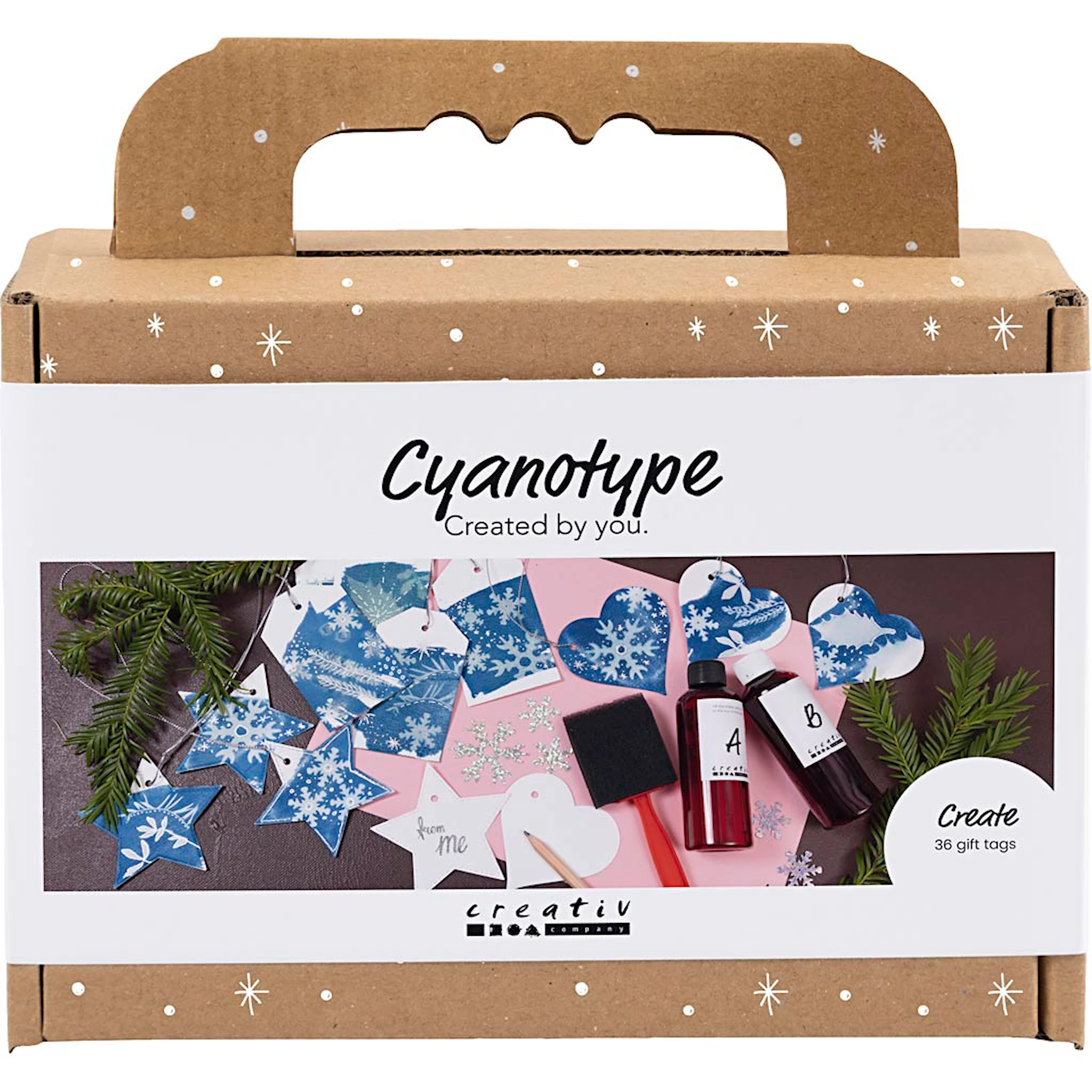 Produktbilde for Mini DIY Kit Cyanotrykk, Gaveetiketter, blå, sølv, 1 pk.