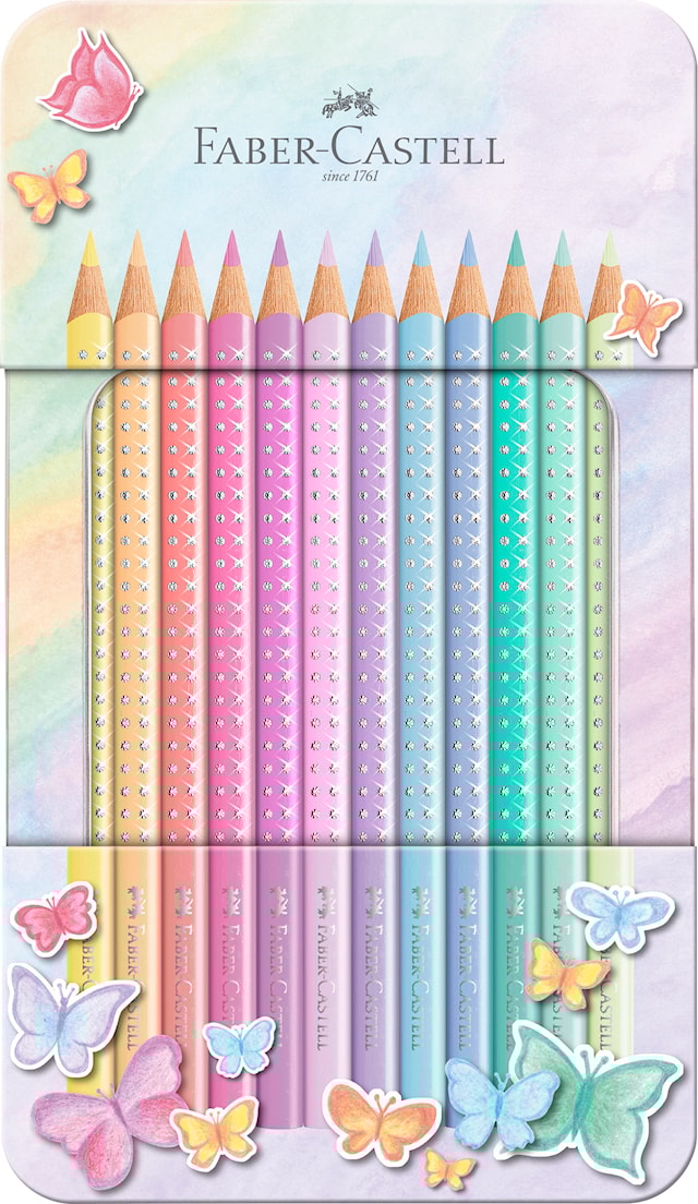 Produktbild 1 för Färgpennor Sparkle Pastellfärger Metalletui, 12-p FSC, Faber-Castell