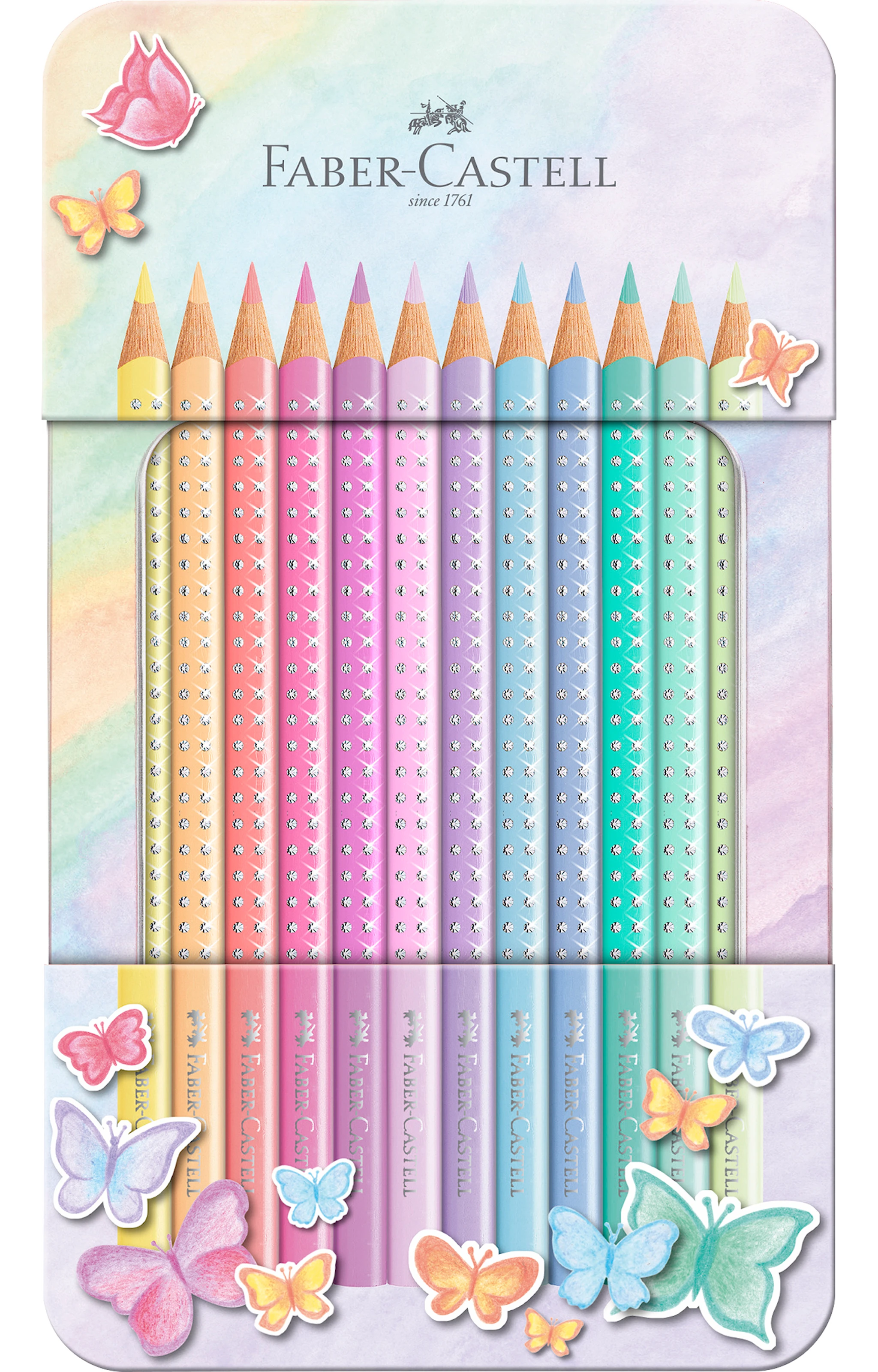 Tuotekuva ille Väriliidut Sparkle Pastellivärit Metallilaatikko, 12 kpl FSC, Faber-Castell